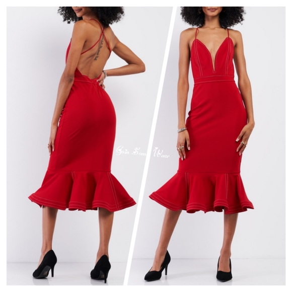 Lady in Red Mermaid Flare Tail Dress Size Medium - Picture 4 of 6